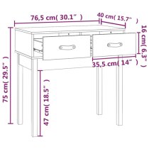 Alanya Pinewood Console Table With 2 Drawers In White