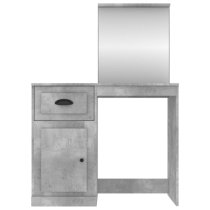 Carpi Wooden Dressing Table With Mirror In Concrete Effect