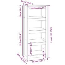 Brela Pinewood Bookcase With 3 Shelves In Grey