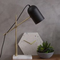 Essen Black Shade Table Lamp With And White Marble Base