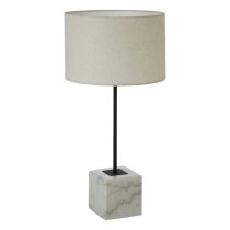 Moroni Natural Linen Table Lamp With White Marble Base