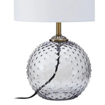 Naxos White Fabric Shade Table Lamp With Grey Glass Globe Base