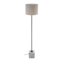 Moroni Natural Linen Floor Lamp With White Marble Base