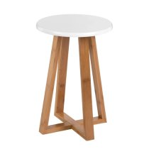 Varna Bamboo Round Stool In White