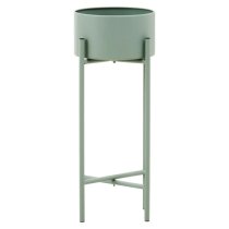 Tavira Small Metal Floor Standing Planter In Green