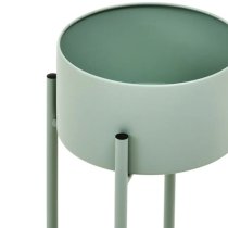 Tavira Small Metal Floor Standing Planter In Green