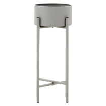 Tavira Small Metal Floor Standing Planter In Grey