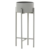 Tavira Small Metal Floor Standing Planter In Grey