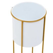 Tavira Large Metal Floor Standing Planter in White And Gold