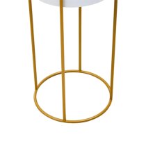 Tavira Large Metal Floor Standing Planter in White And Gold