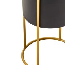 Tavira Small Metal Floor Standing Planter In Black And Gold