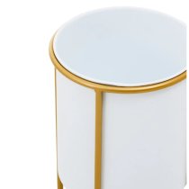 Tavira Small Metal Floor Standing Planter In White And Gold