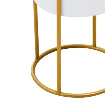 Tavira Small Metal Floor Standing Planter In White And Gold