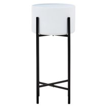 Tavira Large Metal Floor Standing Planter In White And Black