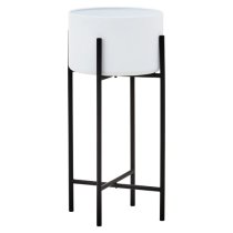 Tavira Large Metal Floor Standing Planter In White And Black