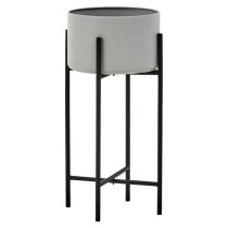 Tavira Large Metal Floor Standing Planter In Grey And Black