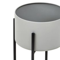 Tavira Large Metal Floor Standing Planter In Grey And Black