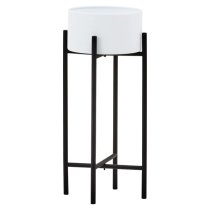 Tavira Small Metal Floor Standing Planter In White And Black