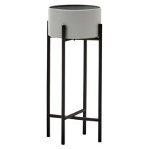 Tavira Small Metal Floor Standing Planter In Grey And Black