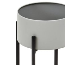 Tavira Small Metal Floor Standing Planter In Grey And Black