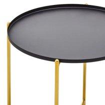 Tavira Black Metal Top Side Table Round With Gold Legs