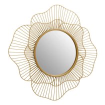 Mainz Flower Design Wall Mirror With Gold Metal Frame