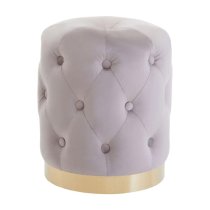 Lagos Velvet Button Tufted Stool In Mink