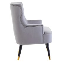 Lagos Velvet Button Tufted Armchair In Grey