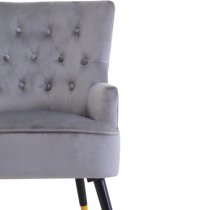 Lagos Velvet Button Tufted Armchair In Grey