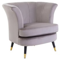 Lagos Velvet Scalloped Armchair In Mink