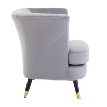 Lagos Velvet Scalloped Armchair In Grey With Black Legs