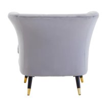 Lagos Velvet Scalloped Armchair In Grey With Black Legs