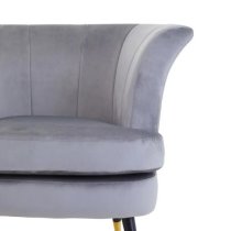 Lagos Velvet Scalloped Armchair In Grey With Black Legs