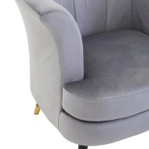 Lagos Velvet Scalloped Armchair In Grey With Black Legs