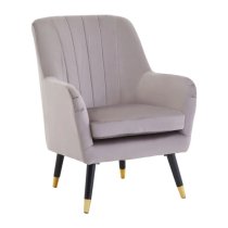 Lagos Velvet Scalloped Armchair In Mink With Black Legs