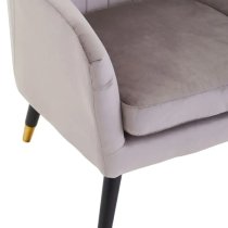 Lagos Velvet Scalloped Armchair In Mink With Black Legs