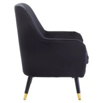 Lagos Velvet Scalloped Armchair In Black With Black Legs