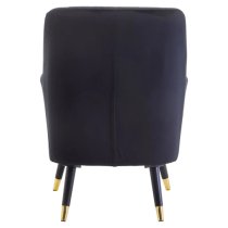 Lagos Velvet Scalloped Armchair In Black With Black Legs