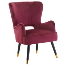 Lagos Velvet Cut Out Back Armchair In Wine