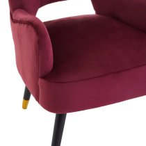 Lagos Velvet Cut Out Back Armchair In Wine