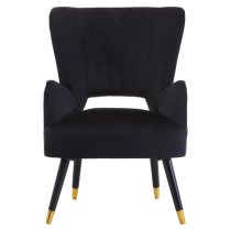 Lagos Velvet Cut Out Back Armchair In Black