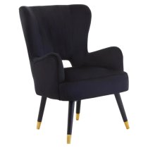 Lagos Velvet Cut Out Back Armchair In Black