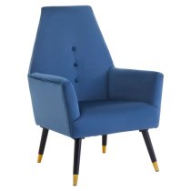 Lagos Velvet Button Detail Armchair In Midnight Blue