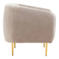 York Velvet Armchair In Mink With Gold Metal Legs