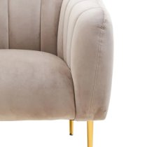 York Velvet Armchair In Mink With Gold Metal Legs