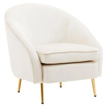 York Velvet Armchair In Beige With Gold Metallic Legs