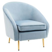 York Velvet Armchair In Aqua Blue With Gold Metallic Legs