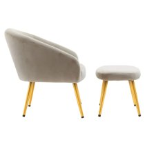 York Velvet Armchair Chair And Footstool In Mink