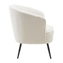 Yurga Velvet Channel Armchair in Plush White With Black Legs