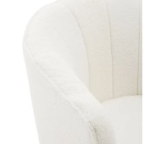 Yurga Velvet Channel Armchair in Plush White With Black Legs